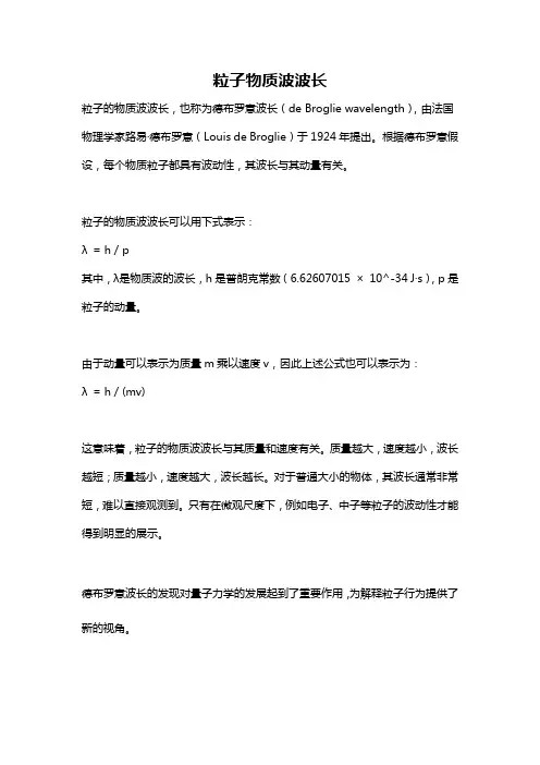 粒子物质波波长