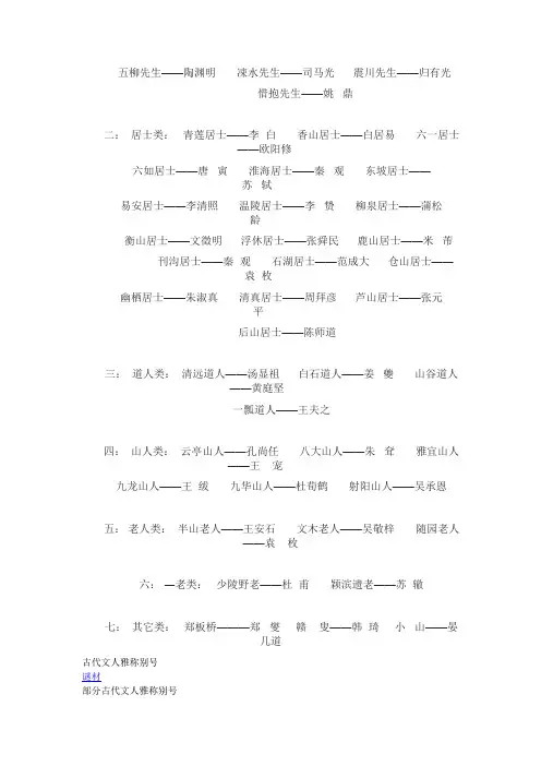 古代名人别号