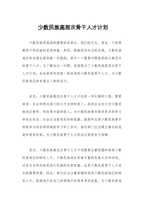 少数民族高层次骨干人才计划