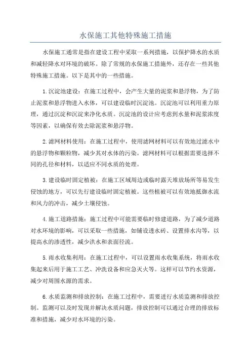 水保施工其他特殊施工措施