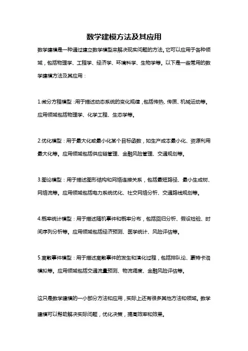 数学建模方法及其应用