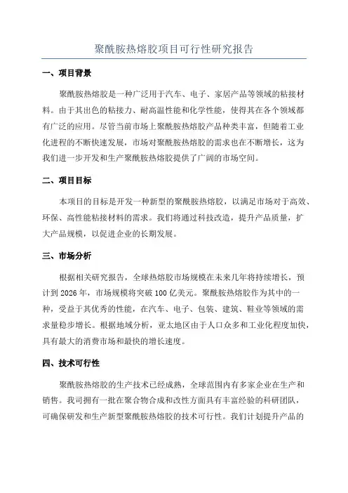 聚酰胺热熔胶项目可行性研究报告