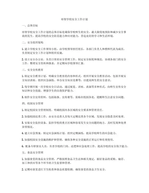 培智学校安全工作计划