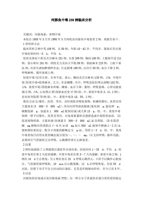 河豚鱼中毒239例临床分析