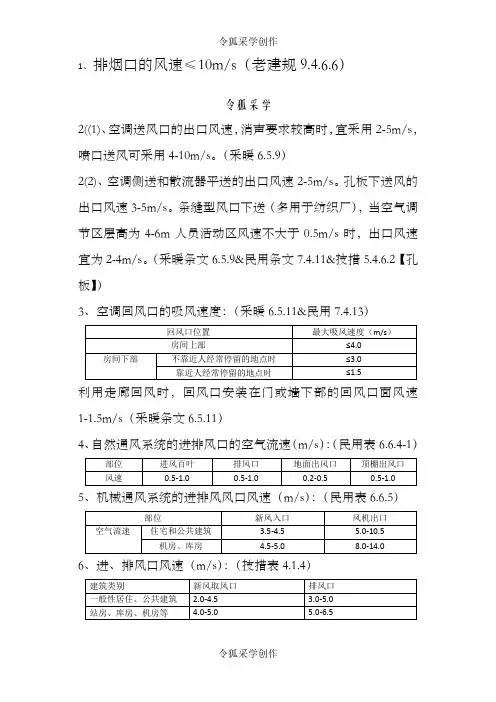 风口风速汇总新风风口风速