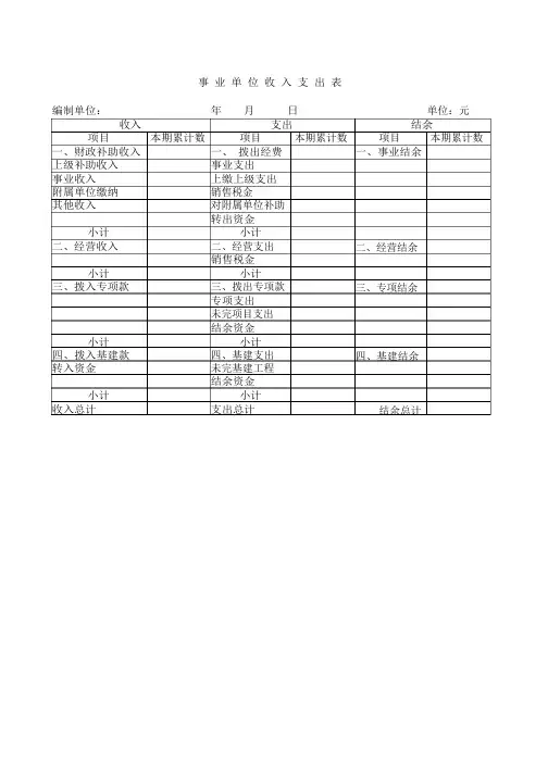 事业单位收入支出表