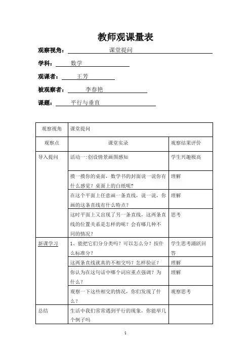 范例-教师观课量表
