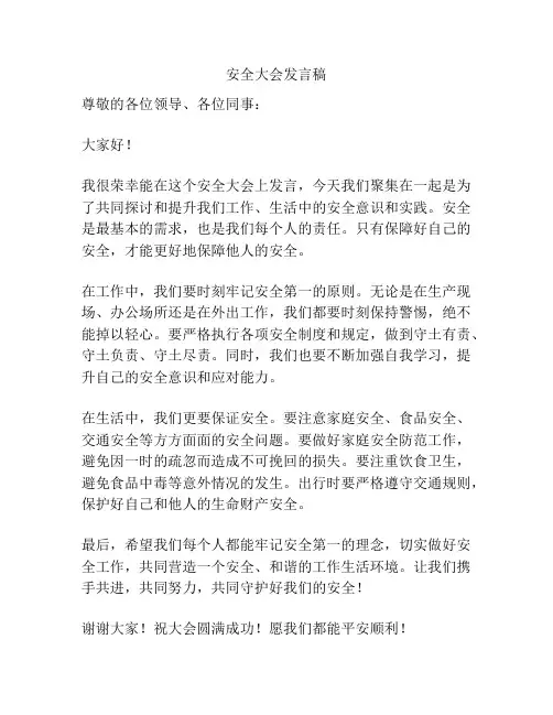 安全大会发言稿