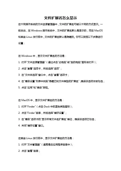 文件扩展名怎么显示