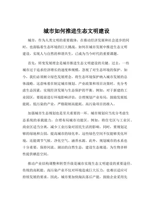 城市如何推进生态文明建设