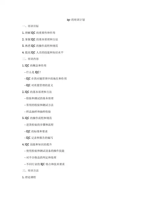 iqc的培训计划