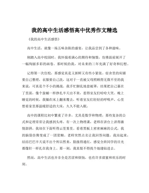 我的高中生活感悟高中优秀作文精选