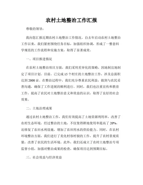 农村土地整治工作汇报