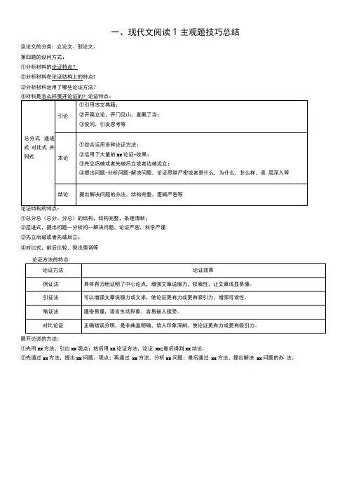 新高考现代文阅读1主观题技巧总结