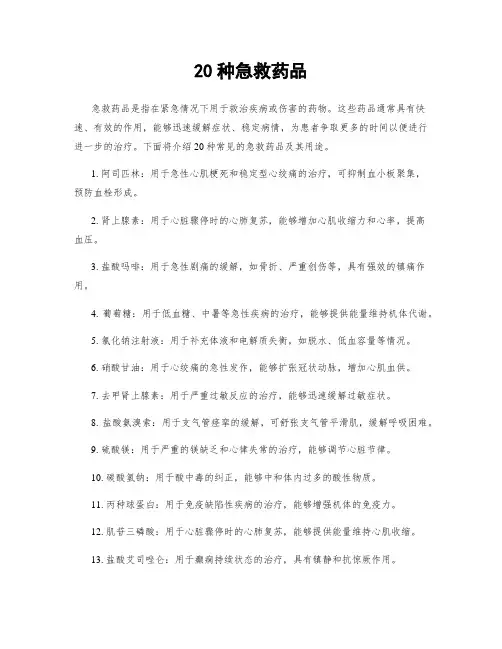 20种急救药品