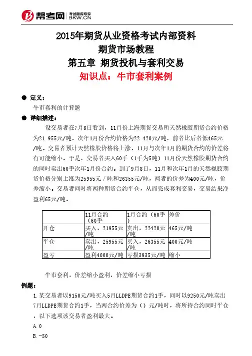 第五章 期货投机与套利交易-牛市套利案例