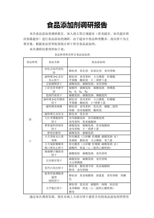 饼干的食品添加剂市场调查