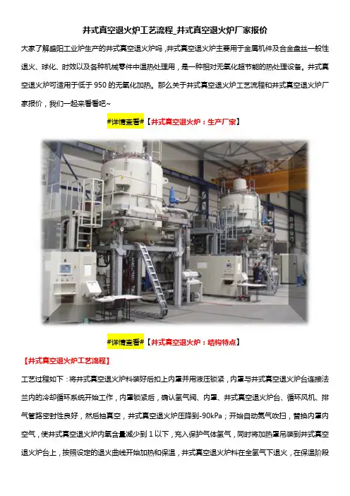 井式真空退火炉工艺流程_井式真空退火炉厂家报价