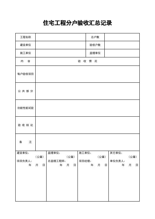 分户验收表格(全部)