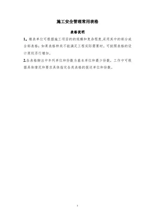 施工安全管理常用表格