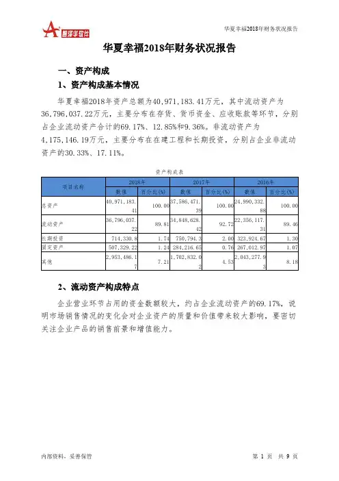 华夏幸福2018年财务状况报告-智泽华