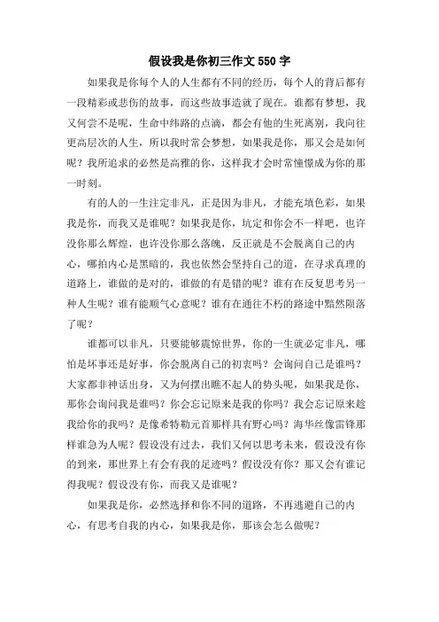假如我是你初三作文550字