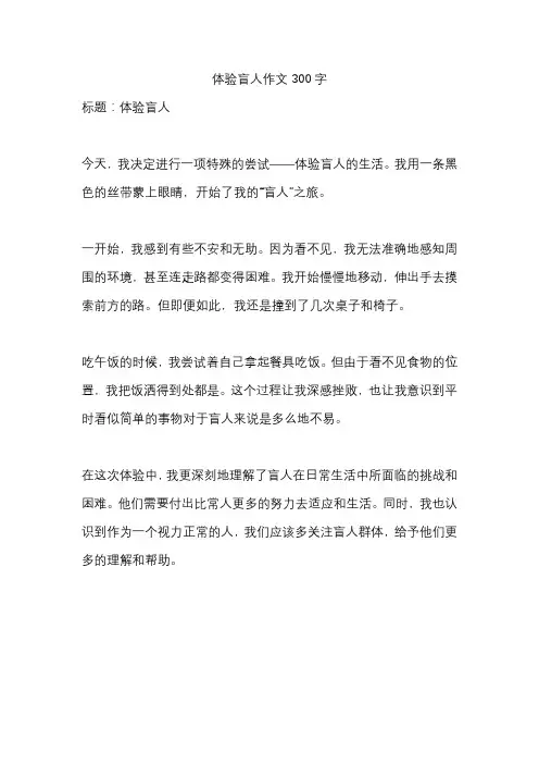 体验盲人作文300字