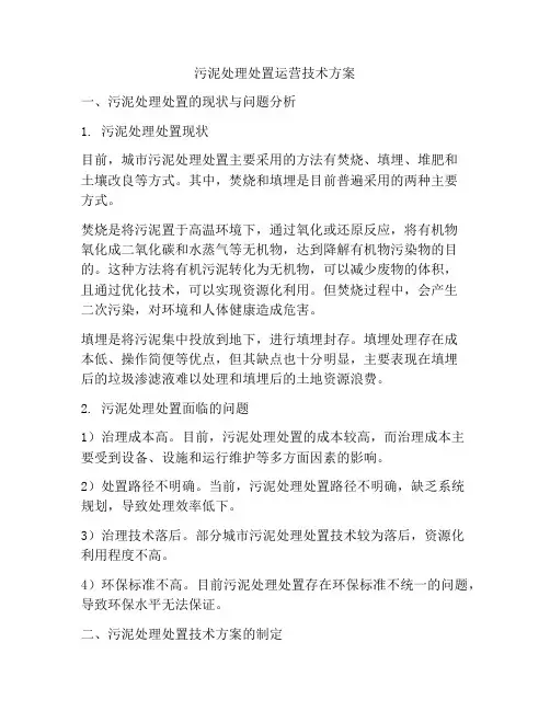 污泥处理处置运营技术方案