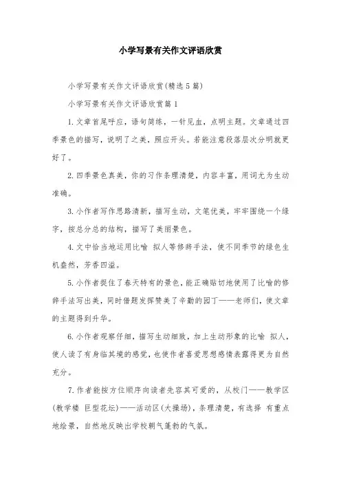 小学写景有关作文评语欣赏