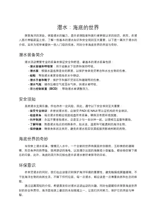 潜水：海底的世界