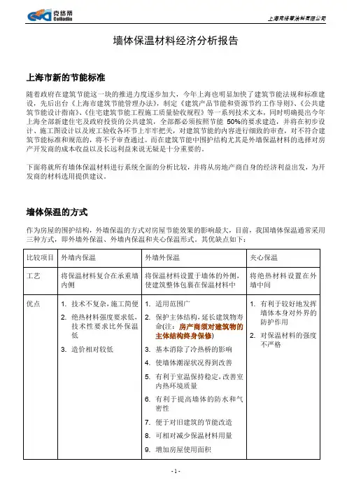 墙体保温材料经济分析报告