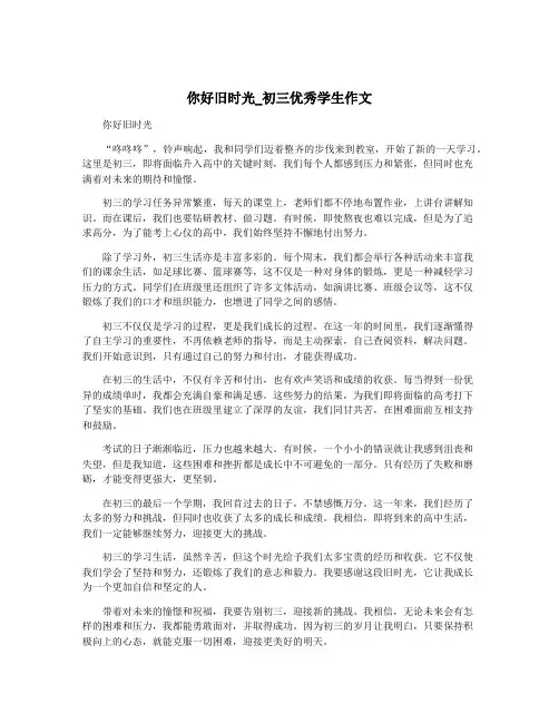 你好旧时光_初三优秀学生作文