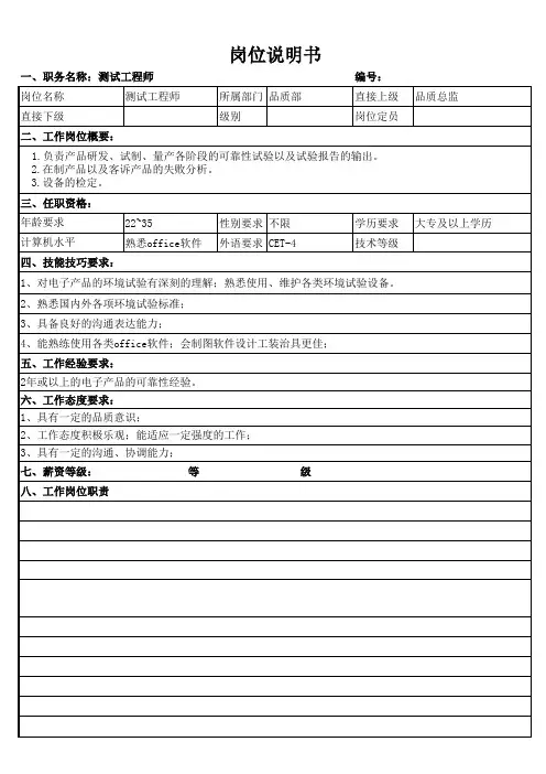 KIM岗位说明书