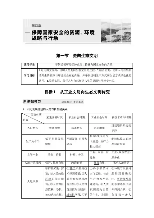 高中地理选择性必修三 试卷讲义  第四章 第一节 走向生态文明
