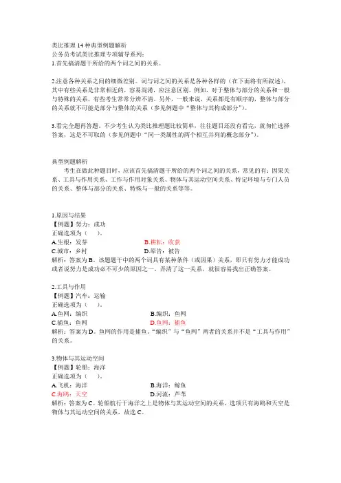 类比推理14种典型