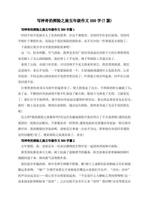 写神奇的探险之旅五年级作文500字(7篇)