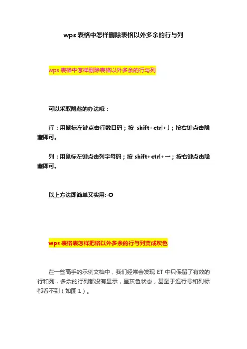 wps表格中怎样删除表格以外多余的行与列