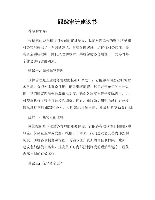 跟踪审计建议书