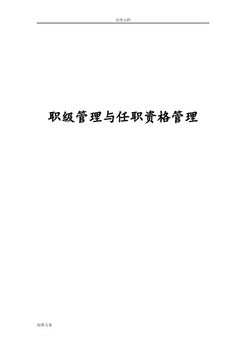 职级管理系统与岗位任职资格管理系统