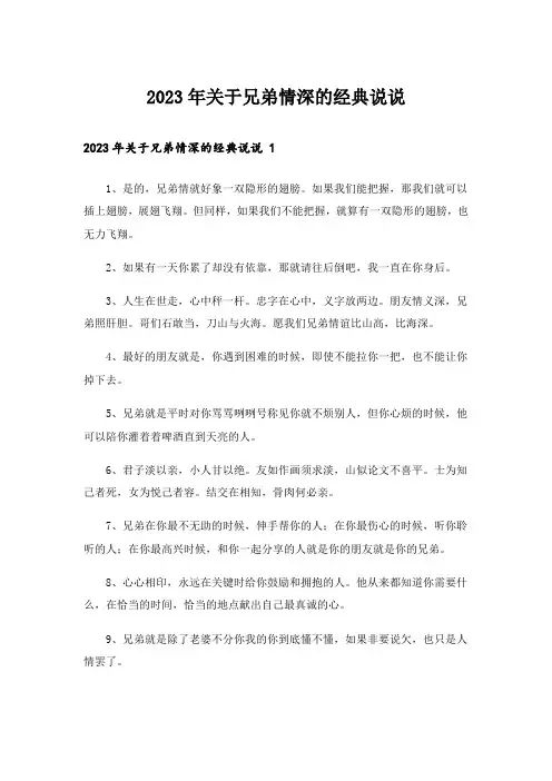 2023年关于兄弟情深的经典说说 