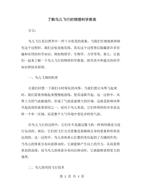 了解鸟儿飞行的物理科学教案