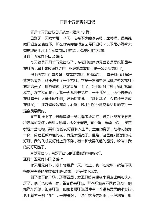 正月十五元宵节日记范文（精选45篇）