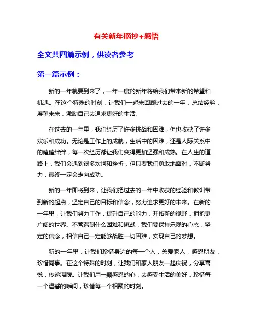 有关新年摘抄+感悟