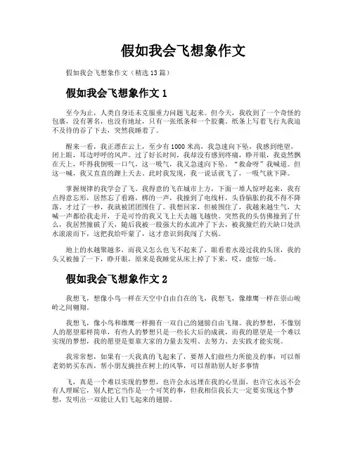 假如我会飞想象作文