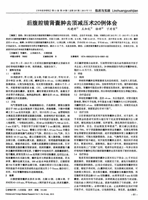后腹腔镜肾囊肿去顶减压术20例体会