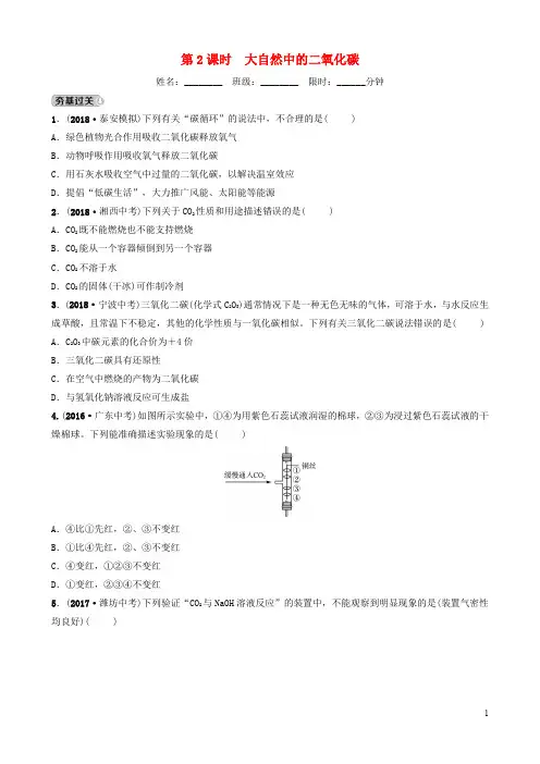 中考化学总复习 第六讲 燃料与燃烧大自然中的二氧化碳练习(五四制)