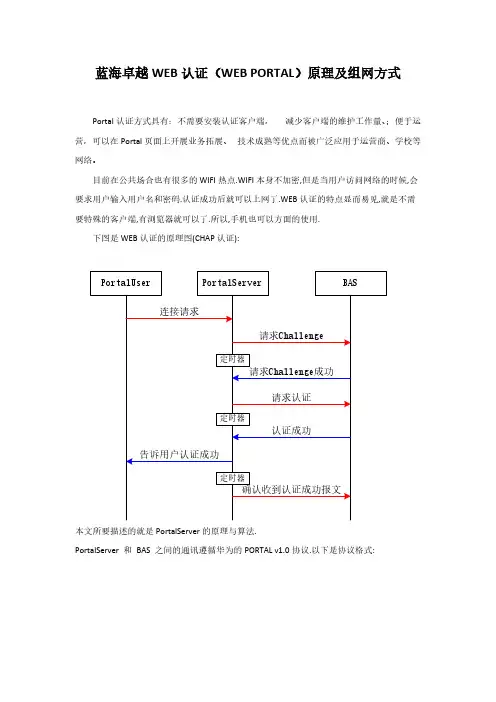 蓝海卓越WEB认证(WEB PORTAL)原理及组网方式