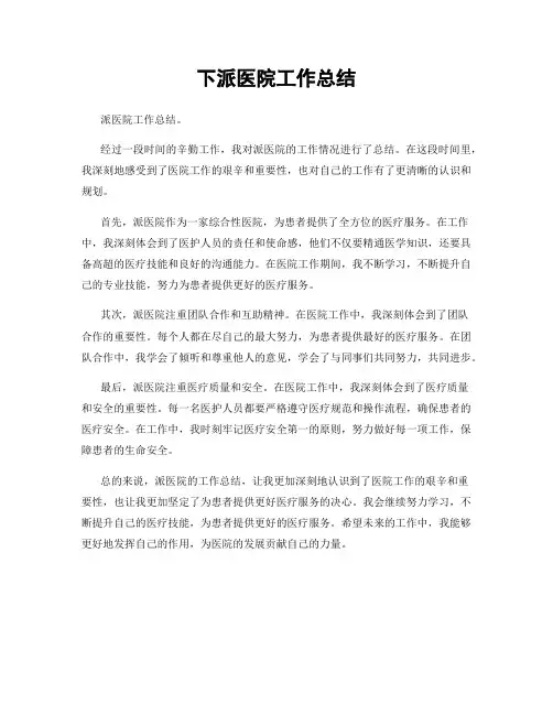 下派医院工作总结