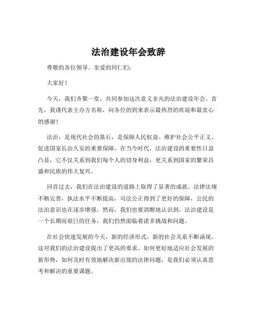 法治建设年会致辞