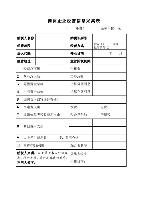 《商贸企业经营信息采集表》(1)